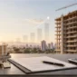 Apartamento em construção com documentos e calculadora representando o impacto do INCC nas parcelas durante a obra.